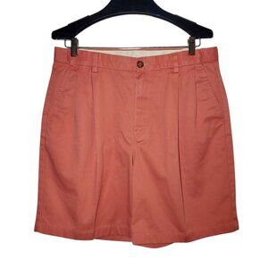 LL Bean Comfort Waist Shorts Men's 34 Stretch Salmon Pink Pleated Dad Casual